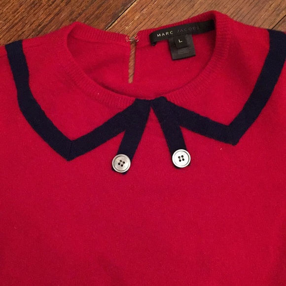 Marc Jacobs Red Wool Short Sleeve Sweater. Sz. L. - Picture 2 of 3